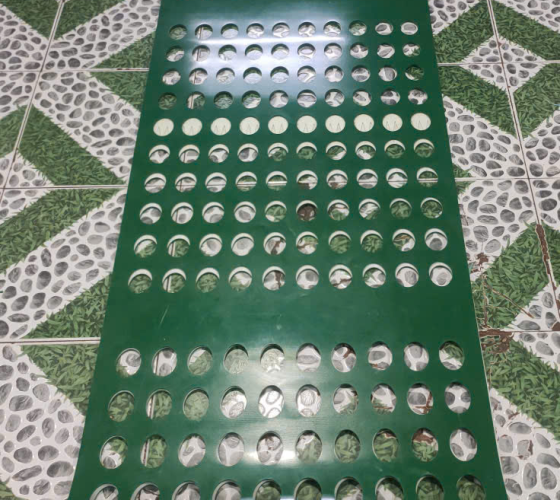 Dây băng tải pvc xanh 5mm đục lổ oval Kim Ngân Thịnh